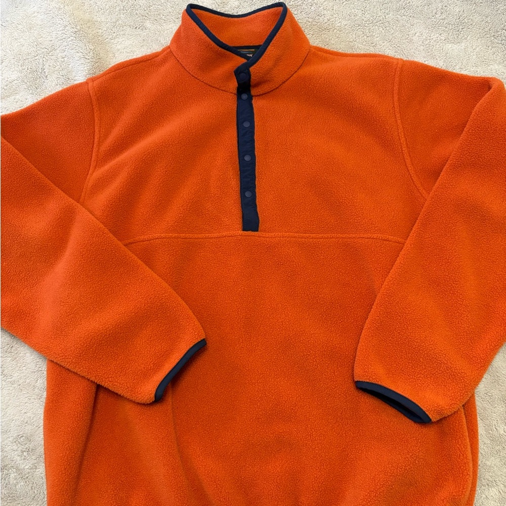 L.L. Bean Vibrant Orange Fleece with Navy Trim